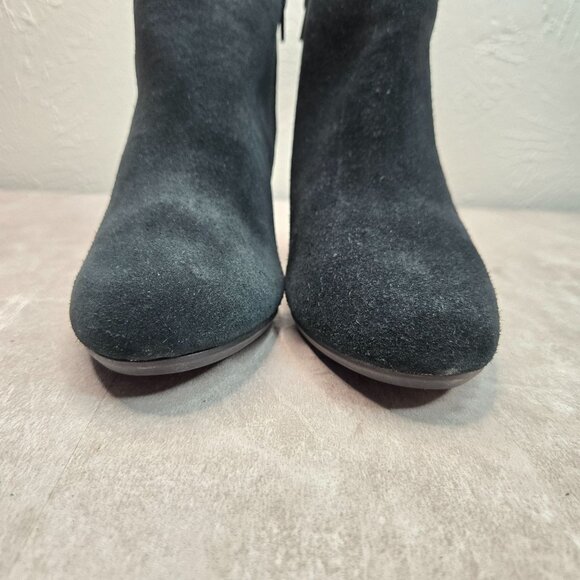 Vionic Ankle Wedge Booties Sz 7 Black Suede Minimalist Arch Support Comfort Boot - Picture 3 of 11